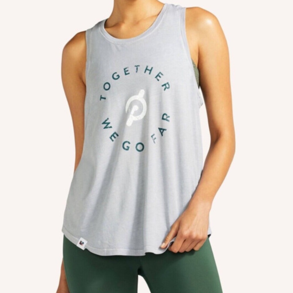 Peloton Light Gray Graphic Racerback Tank Top